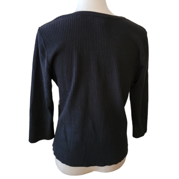 WHBM Black & White Graphic Zipper Front Cardigan Sweater Size Large - Picture 2 of 3